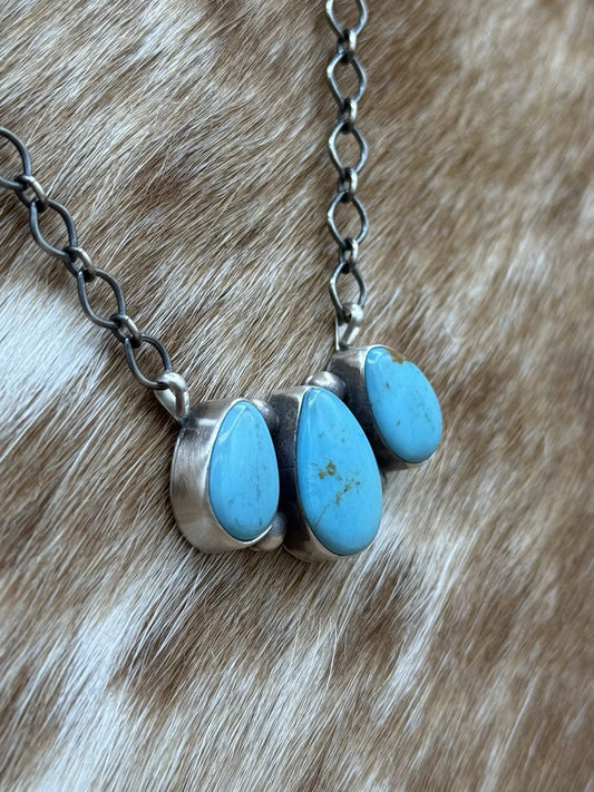 Blue Glacier Drop Bar Necklace