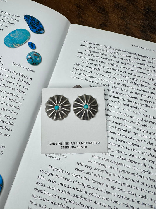 Turquoise Concho Stud Earrings