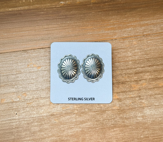 Sterling Silver Concho Stud Earrings