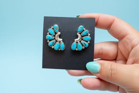 Kingman Turquoise Cluster Earrings – Sterling Silver