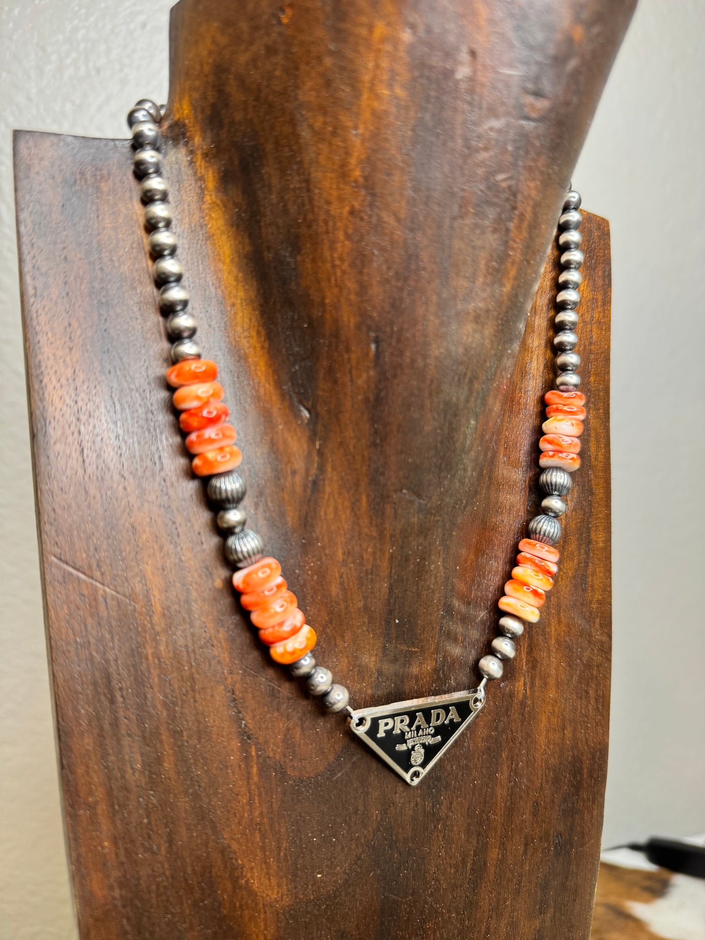 Orange Spiny Prada Necklace
