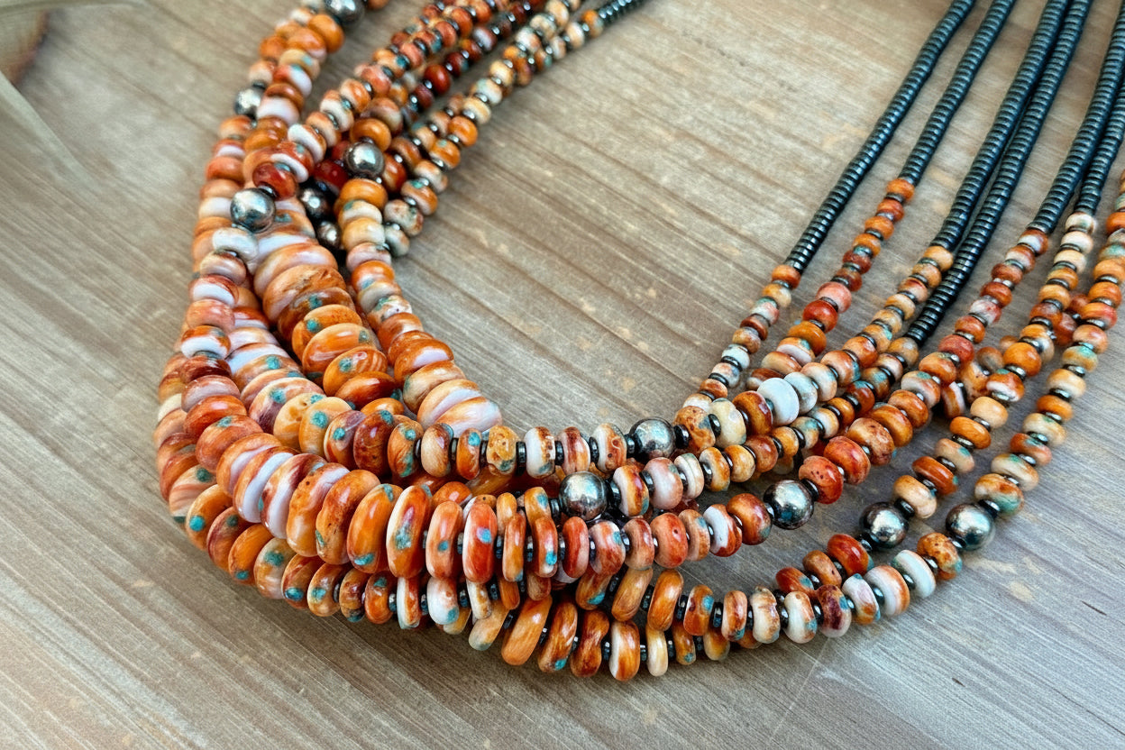 22” Orange & Turquoise Graduated Necklace