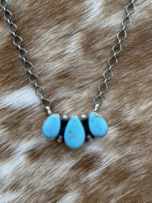 Blue Glacier Drop Bar Necklace
