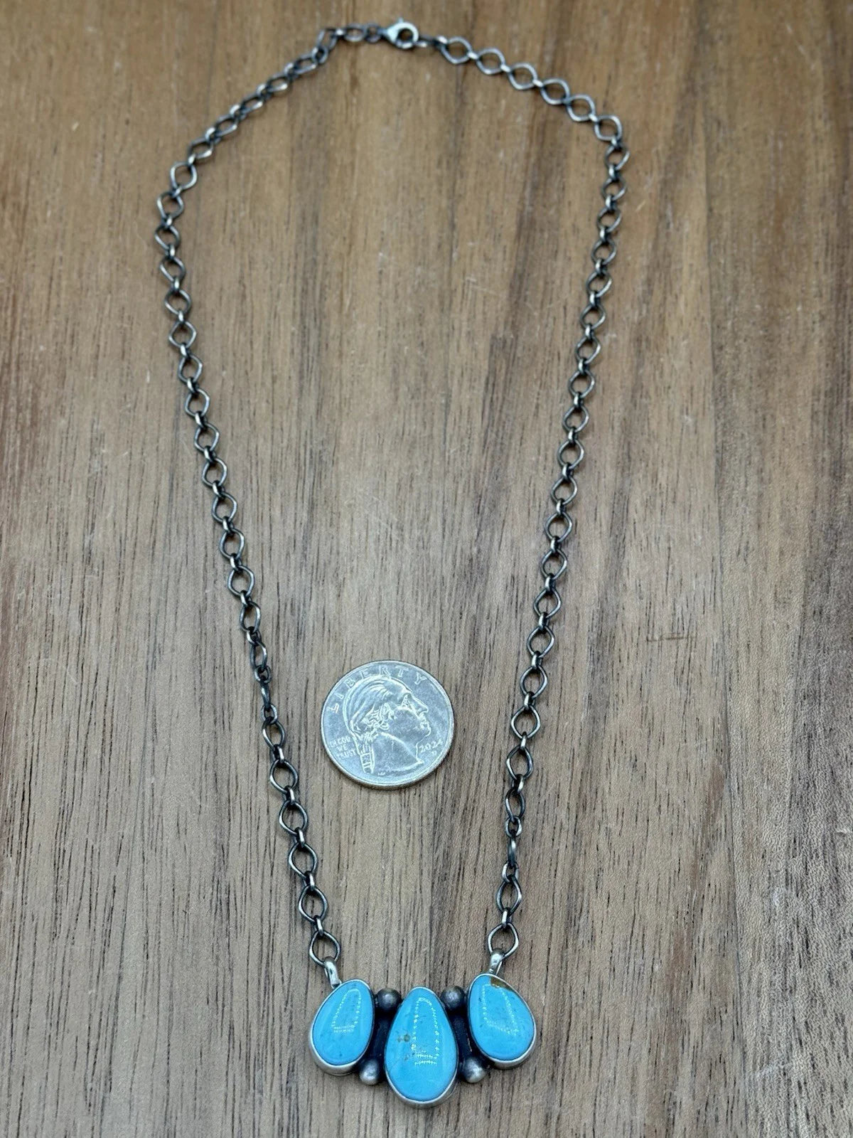 Blue Glacier Drop Bar Necklace