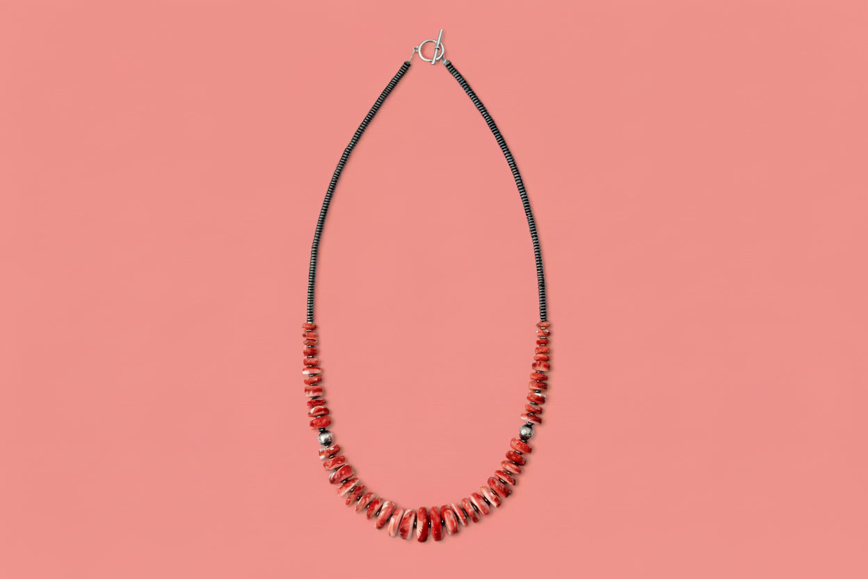 23” Red Spiny Graduated Necklace