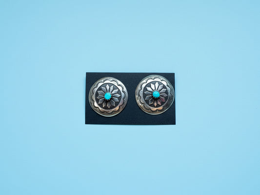 Concho Earrings – Kingman Turquoise & Sterling Silver