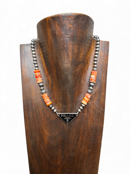 Orange Spiny Prada Necklace