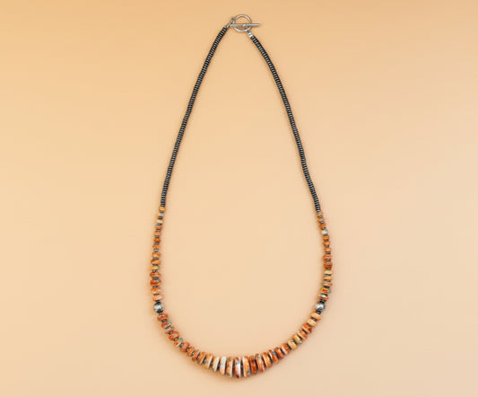 22” Orange & Turquoise Graduated Necklace