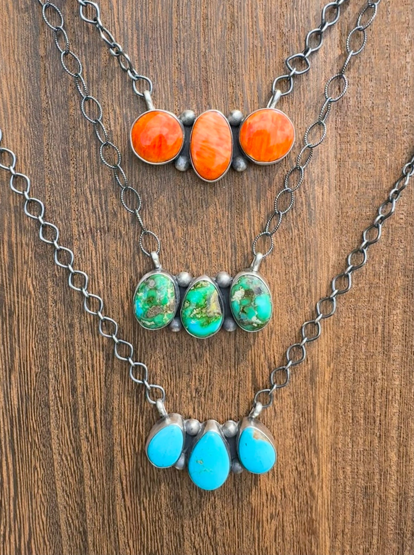 Blue Glacier Drop Bar Necklace