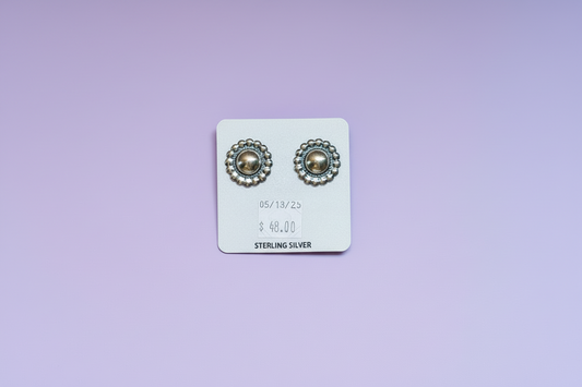 Sterling Silver Concho Earrings – Post on top