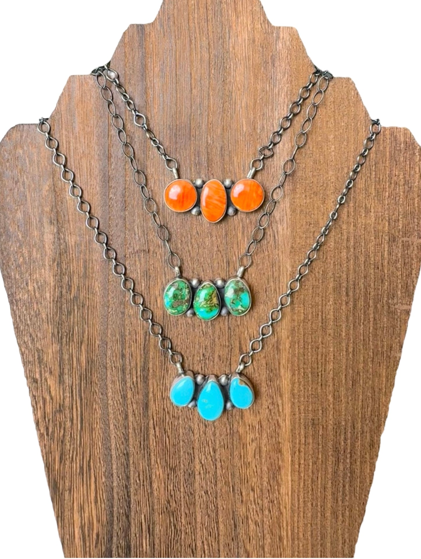 Blue Glacier Drop Bar Necklace