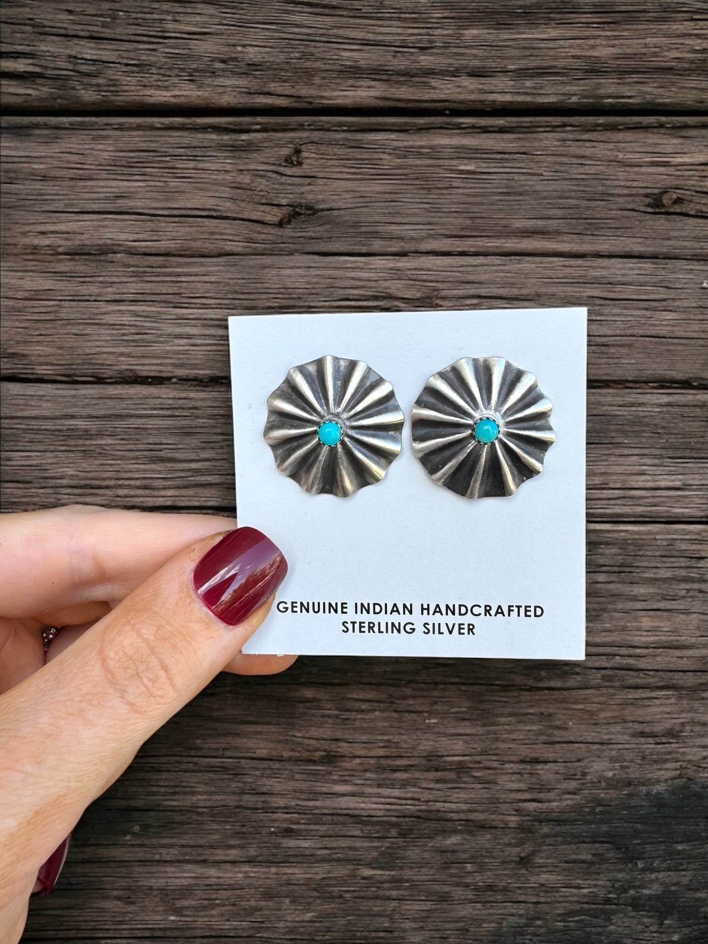 Turquoise Concho Stud Earrings